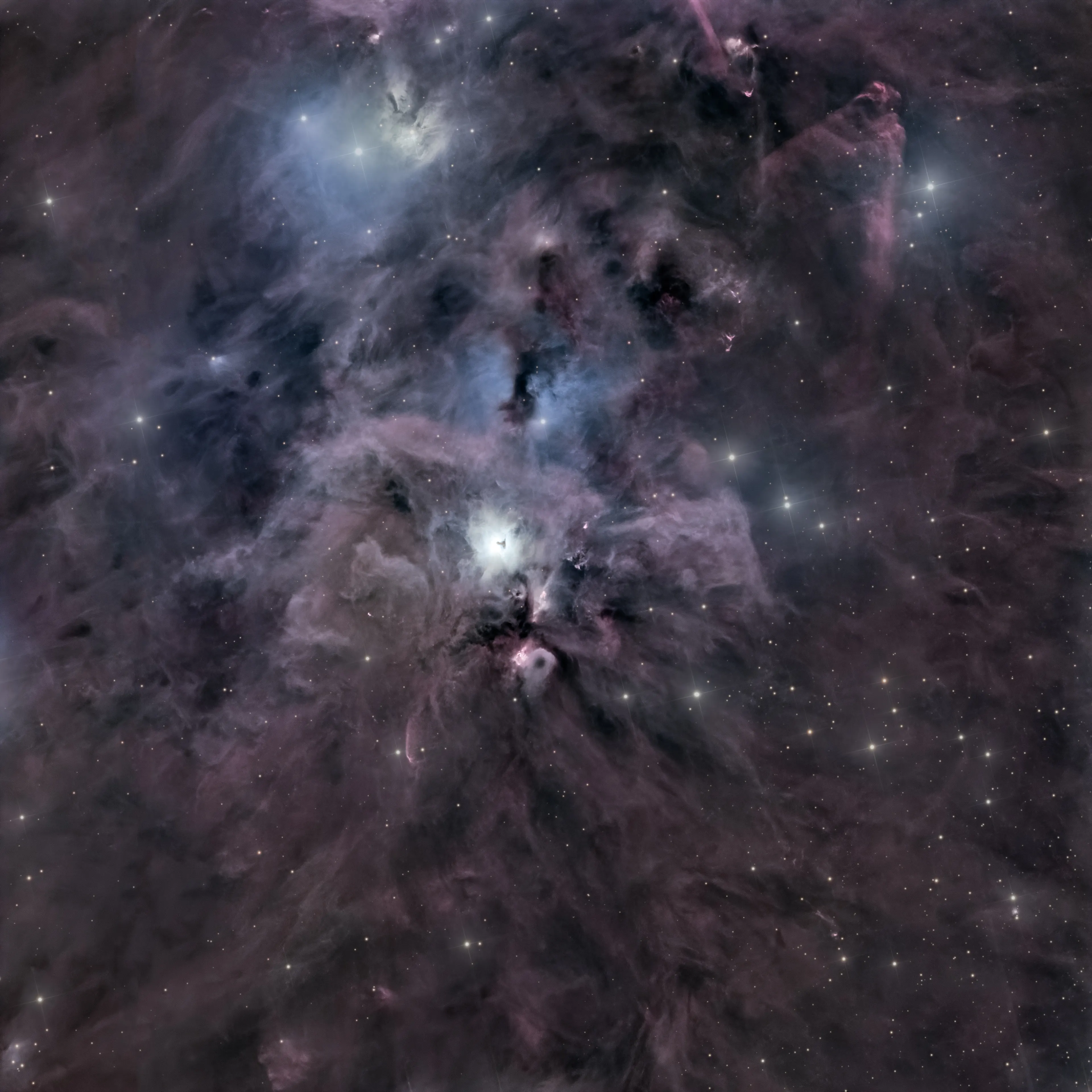 NGC 1999 reflection nebula in Orion with the dark keyhole at its center