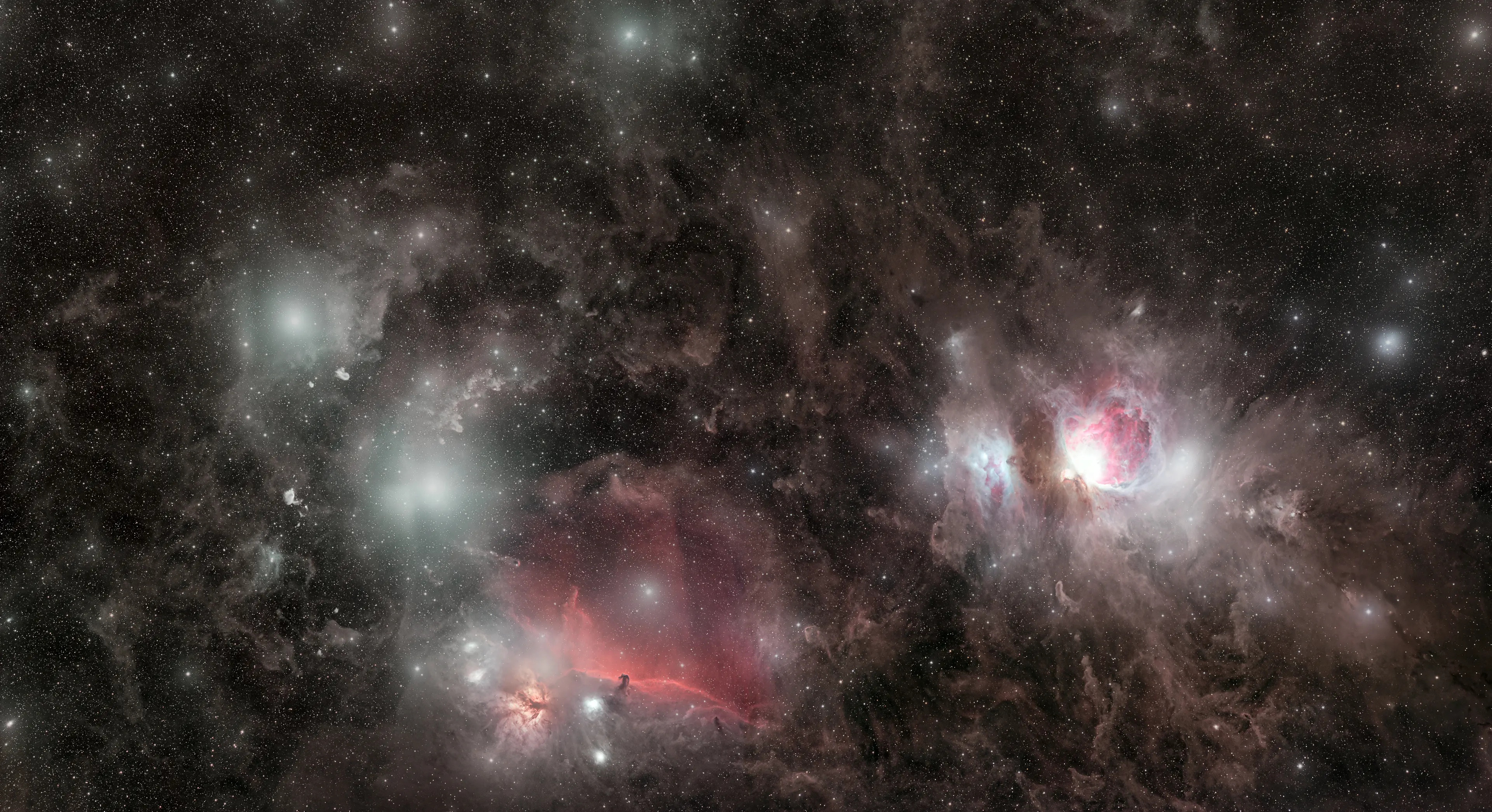 Mosaic of Orion's Belt with IC 434, the Horsehead Nebula and NGC 2023