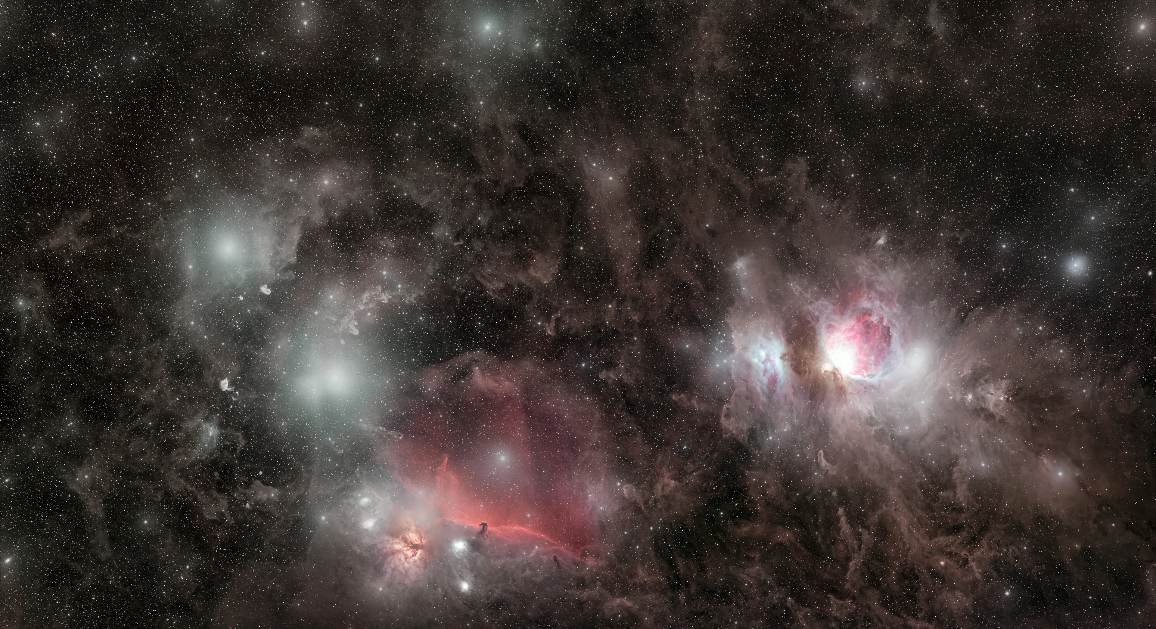 Mosaic of Orion's Belt with IC 434, the Horsehead Nebula and NGC 2023