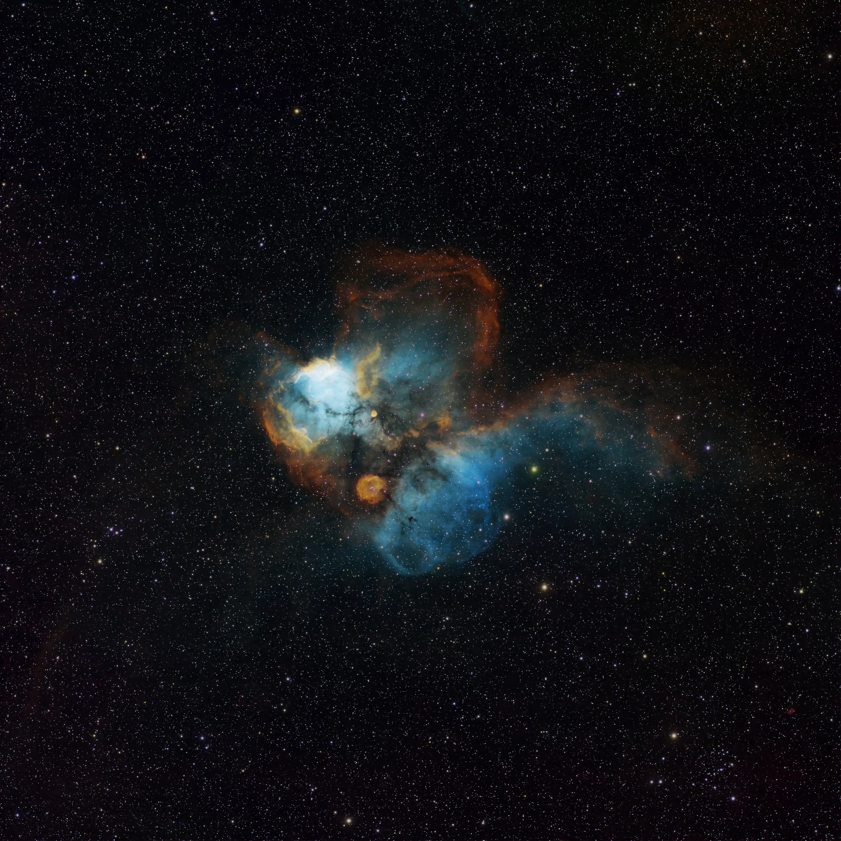 The Skull and Crossbones Nebula in Puppis in SHO palette