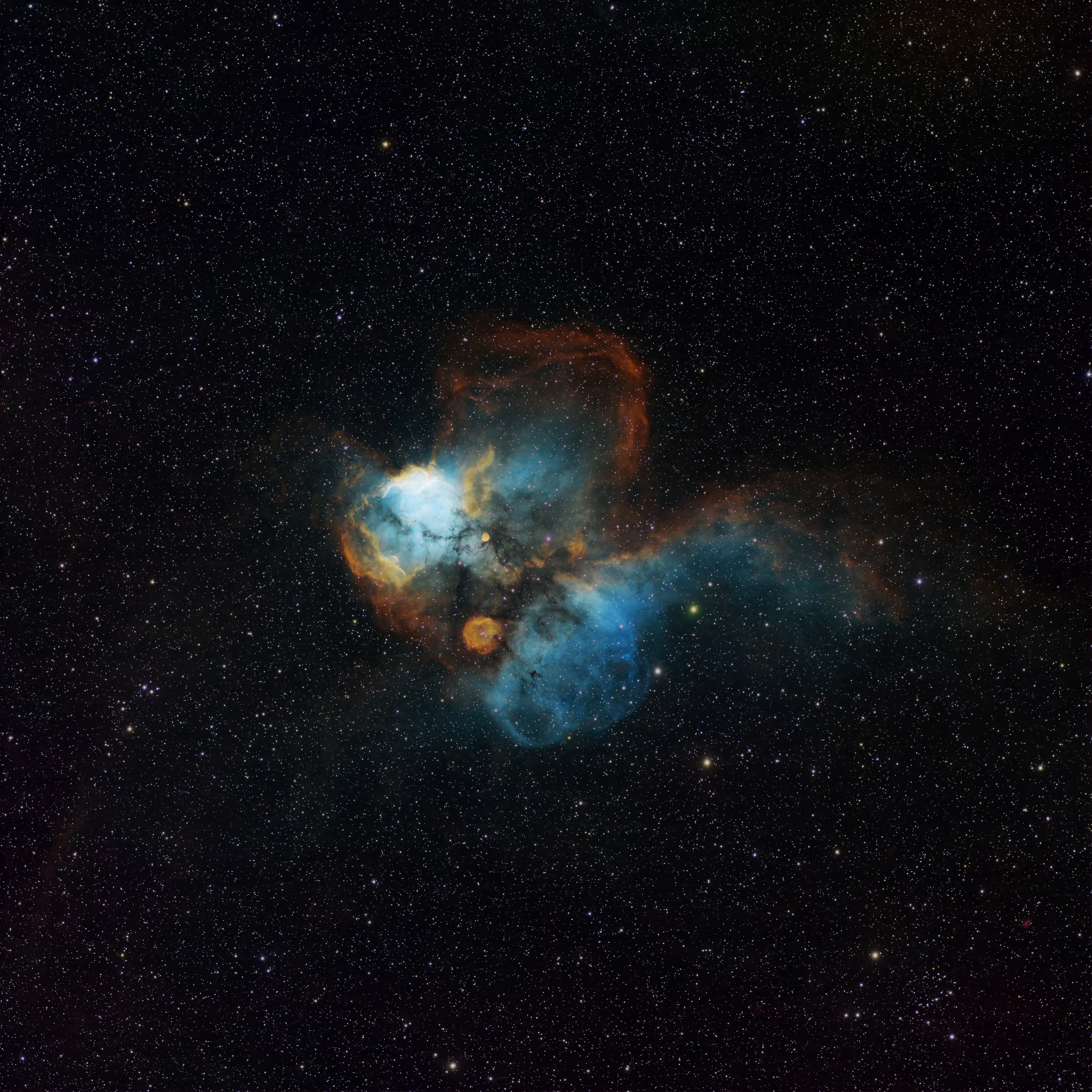 The Skull and Crossbones Nebula in Puppis in SHO palette